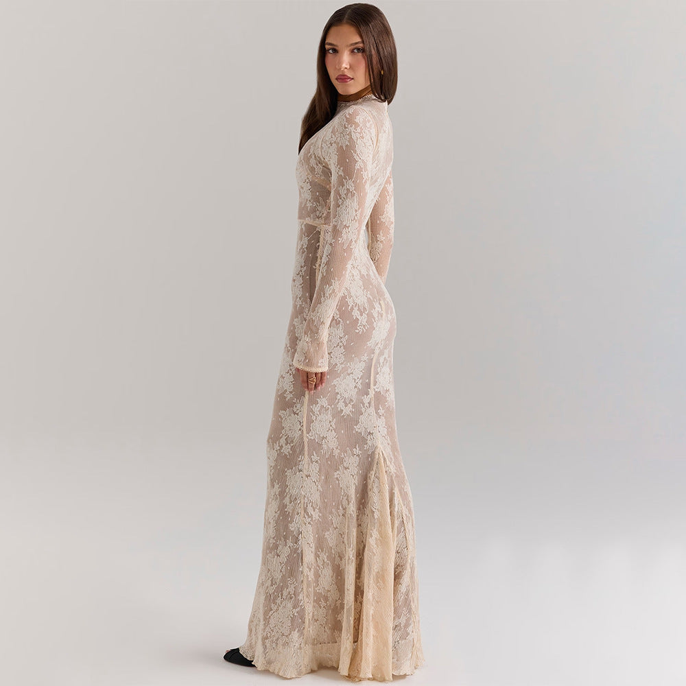 Lace long-sleeved gown from Stunning Slim Sheath Dress, a stylish choice in ملابس fashion