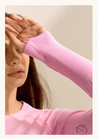 Pink langry fashion knit sweater sleeve with ribbed cuff for running top