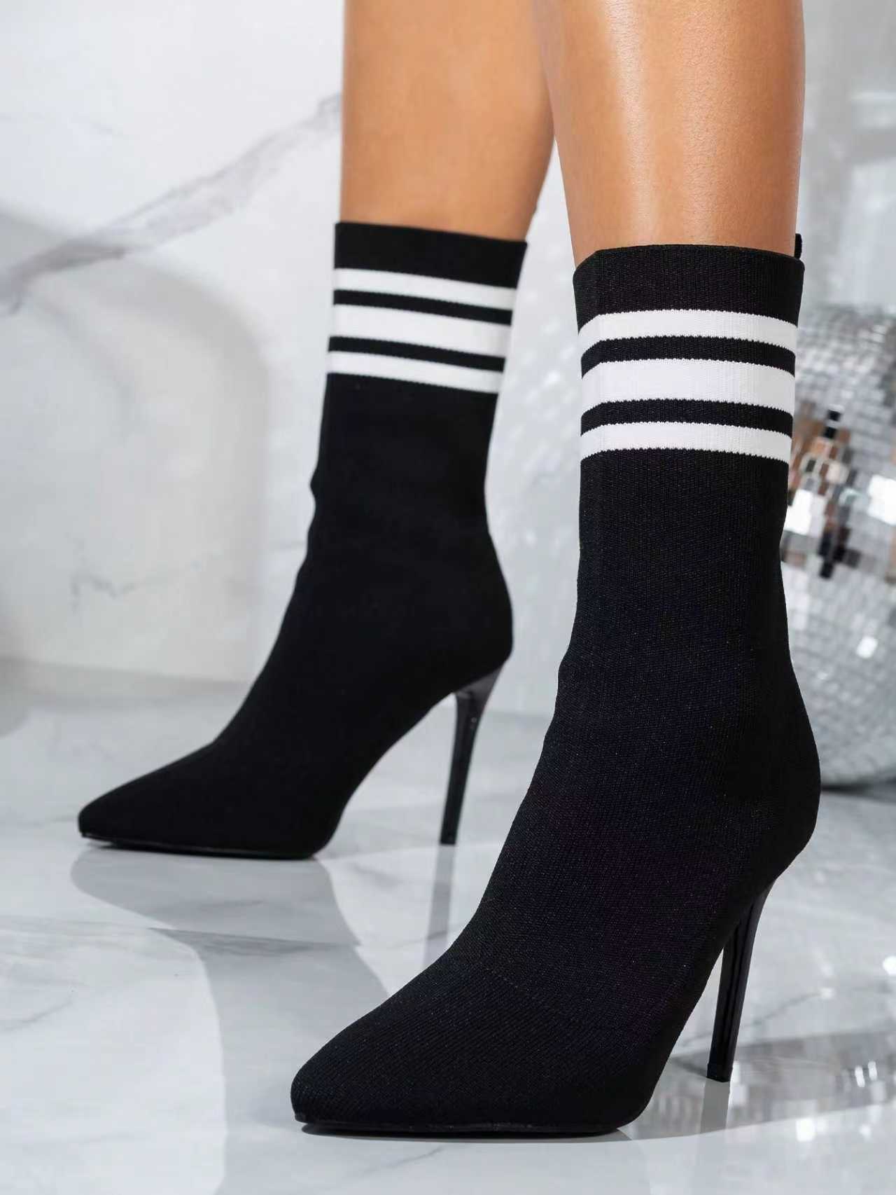 Skinny Boots Socks High Heel