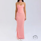 Pink strapless ruched gown in high grade skinny sheath skirt set