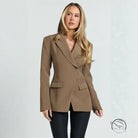 Brown slim fit blazer with double-breasted design and pocket details