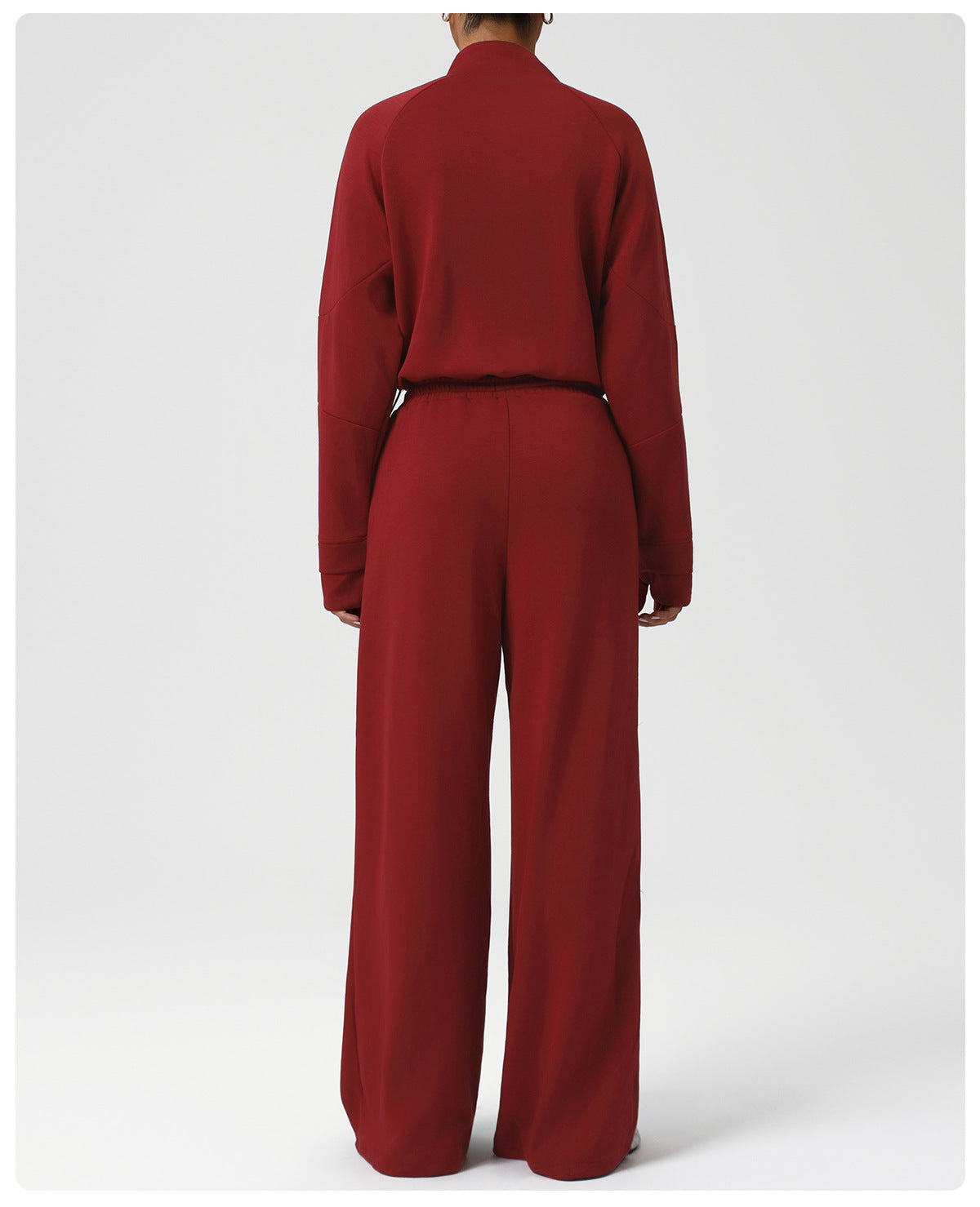 Red Langry woolen wide-leg jumpsuit in casual warm fashion set