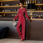 Sparkly red elegant retro high waist jumpsuit