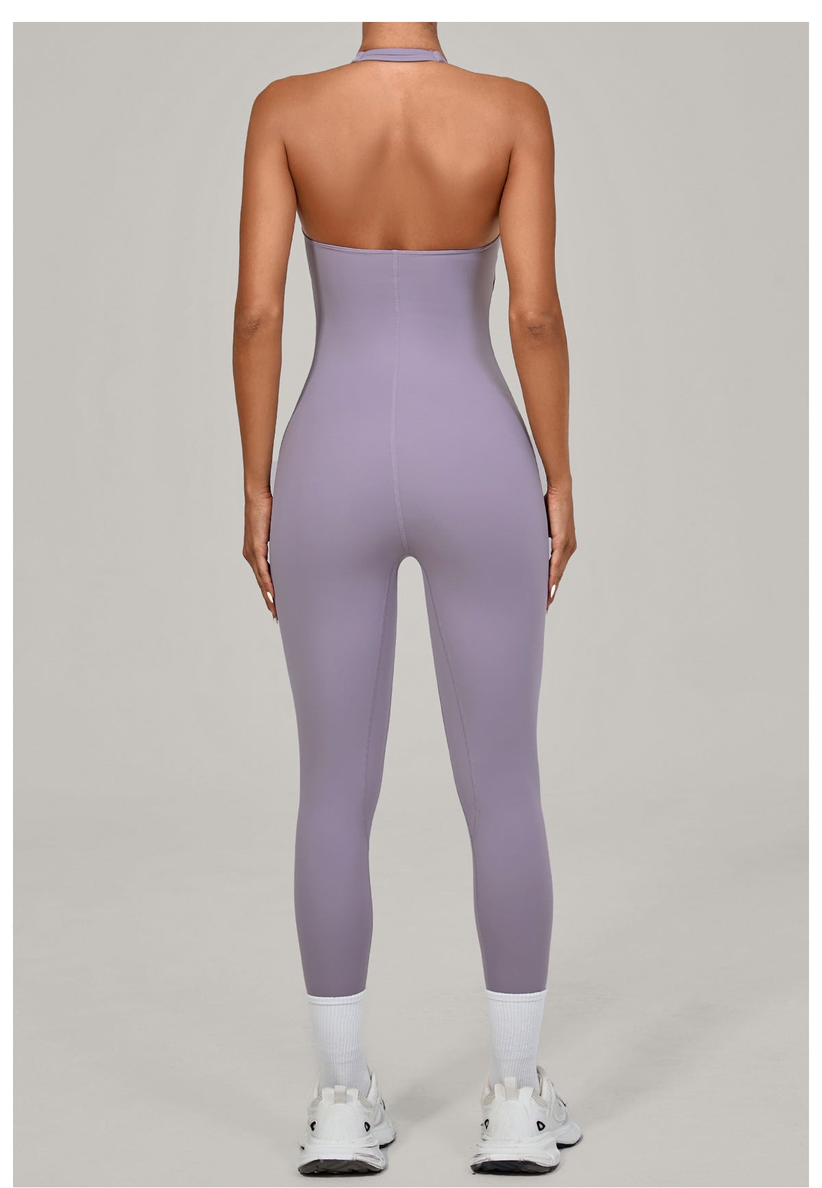 Langry fashion halter yoga jumpsuit in lavender one-piece athletic suit