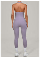 Langry fashion halter yoga jumpsuit in lavender one-piece athletic suit