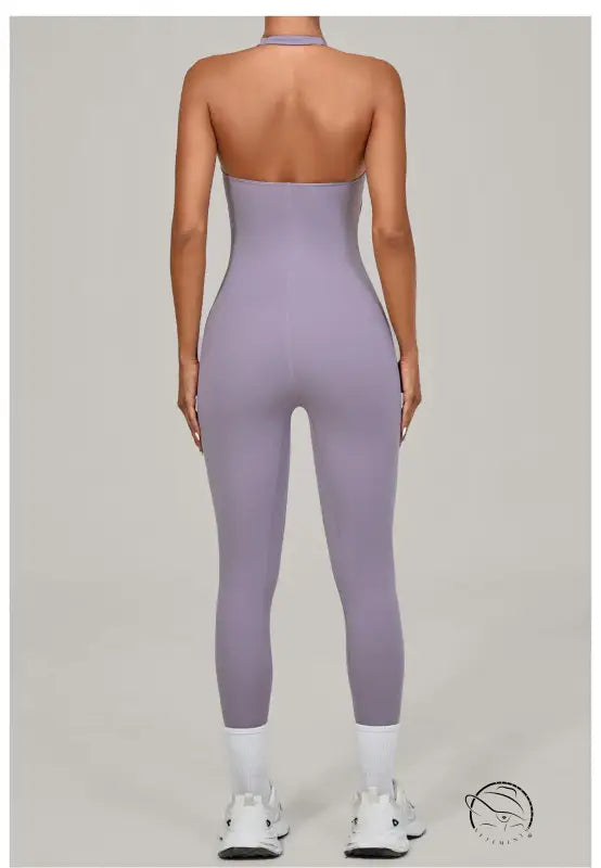 Langry halter yoga jumpsuit in lavender for outdoor fashion ملابس