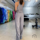 Gray halter top and pants in elegant office jumpsuit set