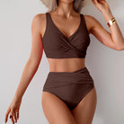 Brown two-piece Gorgeous Split Swimsuit, a stylish fashion choice for summer ملابس