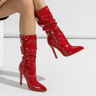 Leather Shoes Short High Heel Riding Boots