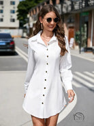 Beautiful short long sleeve dress with white button-down shirt design