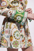 Elegant Socialite Collared Tied Waist Positioning Printing Linen Vacation Long Sleeve Dress Women