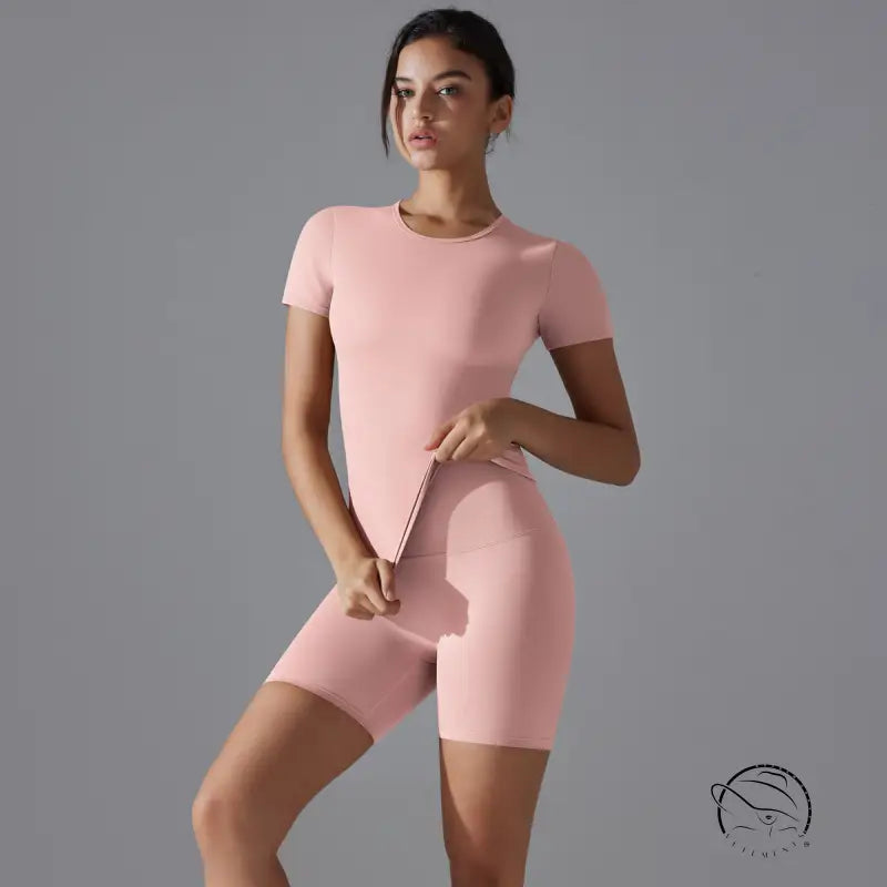 Spring Autumn t Shirt Quick Drying Yoga Clothes Short Sleeve Slim Fit Fitness Blouse Outdoor Running Sports Suit Women