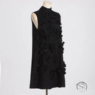 Retro langry fashion sleeveless dress with tie bow and floral embellishments