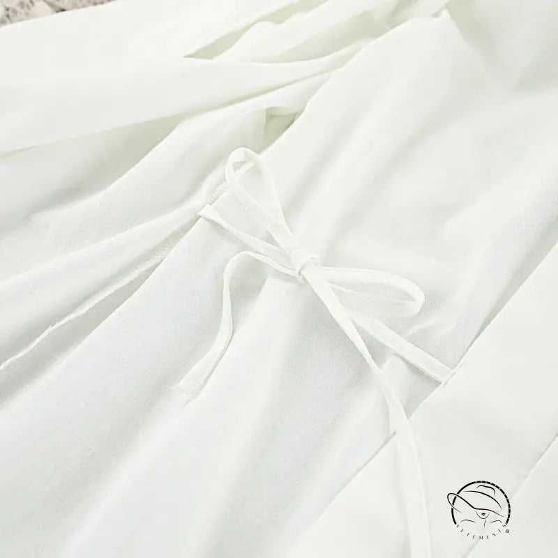 Elegant langry fashion white chiffon dress with tied waistband