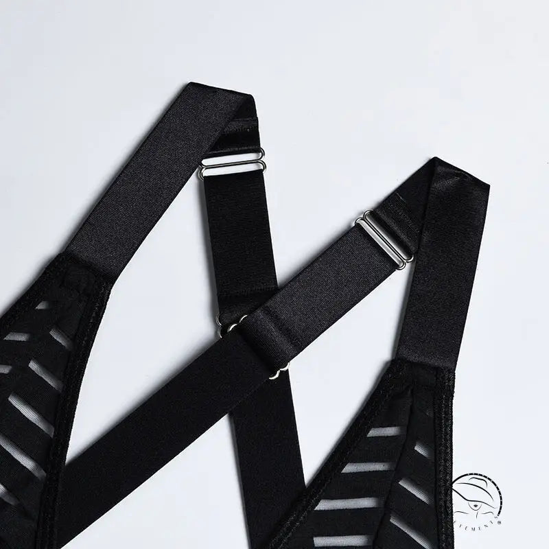 Hollow out Cutout Striped Cross Strap one Piece Lingerie Suit