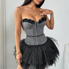 Langry floral embroidery lace corset dress with tulle skirt