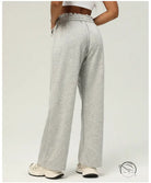 Light gray wide-leg casual fitness yoga pants with elastic waistband