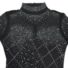 Black rhinestone-studded turtleneck in amazing split maxi dress