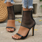 Mesh Stiletto Heel Sandals