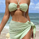 Bikini Three Piece Swimsuit Solid Color Beach Dress Strap Women
