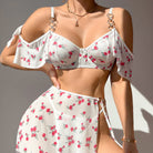 Gorgeous mesh leopard print lingerie set with floral off-shoulder crop top