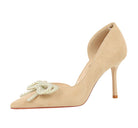 Cute Rhinestone Pearl Bow High Heels