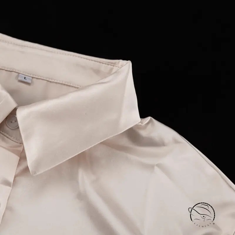 Stitching Bell Sleeve Polo Collar Top Loose Trousers Two Piece Sets