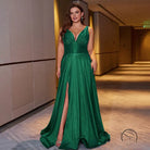 Elegant slim fit green evening gown party dress