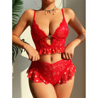 Red Love Valentine Day Lingerie Set featuring elegant red lace lingerie, perfect for fashion lovers