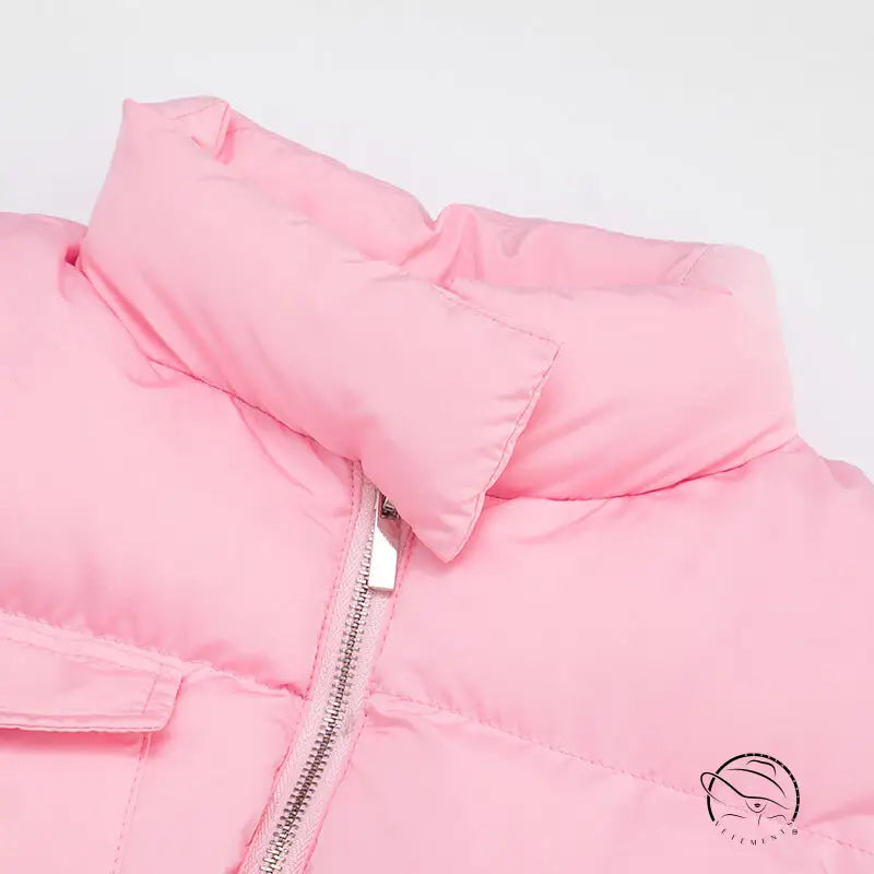 Pink Langry puffer vest in warm cotton padded fashion coat