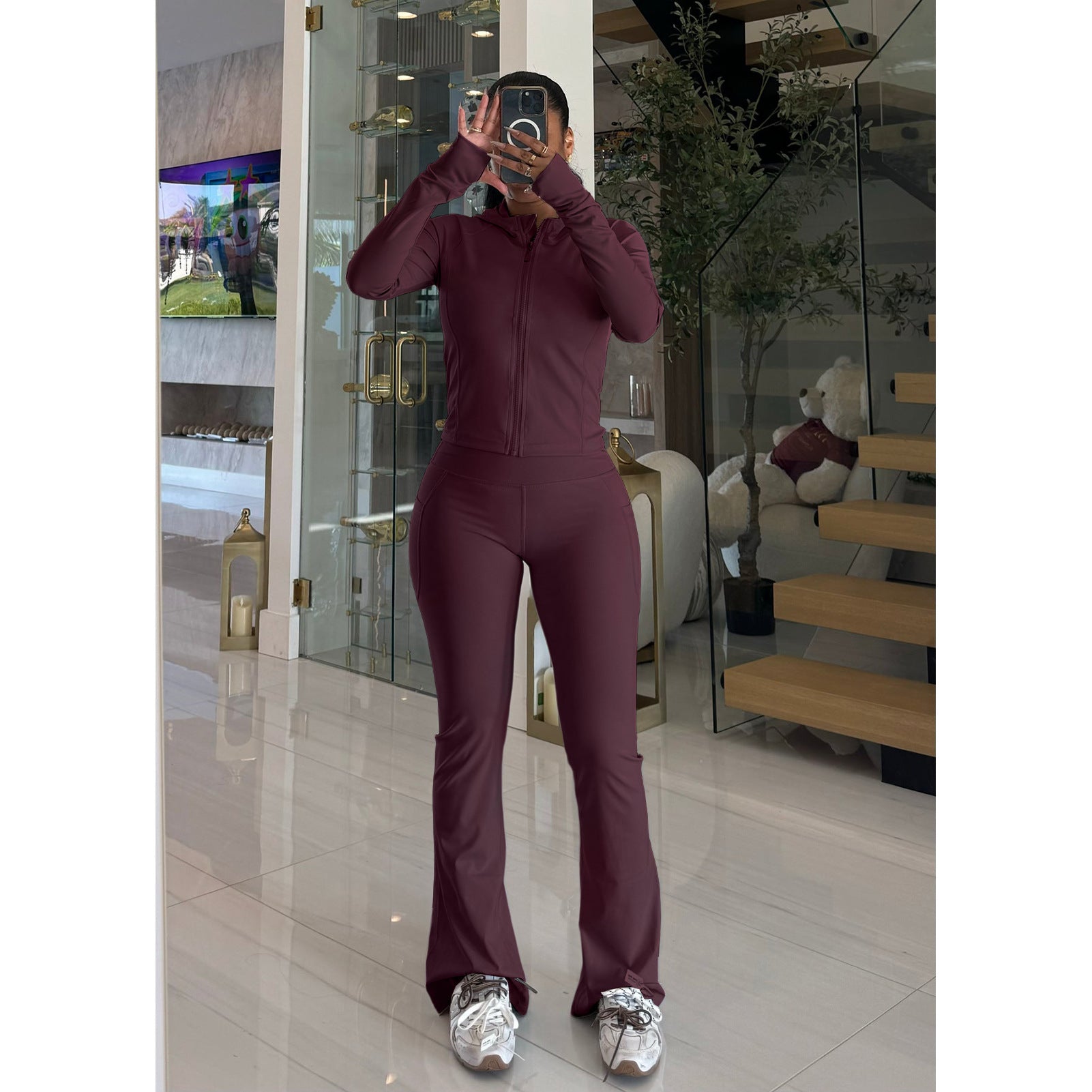 Tight Quick-drying Fitness Pocket Zipper Yoga Set