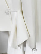 Langry fashion white asymmetrical pleated skirt with silver buttons in two-piece set
