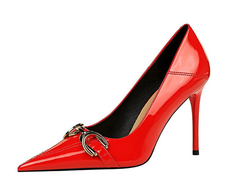 Shiny Patent Leather Office High Heel