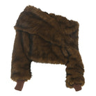 Cozy Langry off-shoulder brown faux fur hooded jacket with plush fashion ملابس