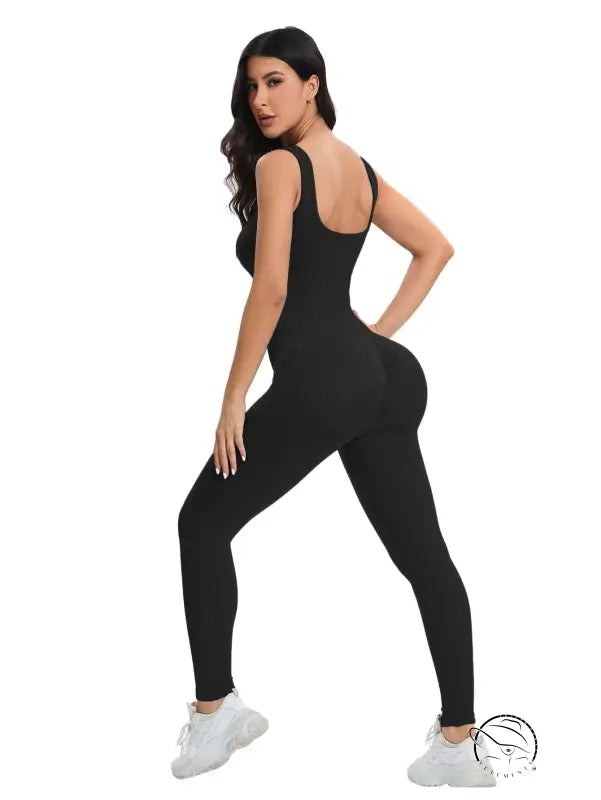 Langry black seamless knitted peach hip slim fit athletic bodysuit