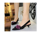 High Grade Floral Pointed Mid Heel Sandals