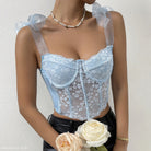 Light blue floral lace corset top from the SKY BLUE BONING collection