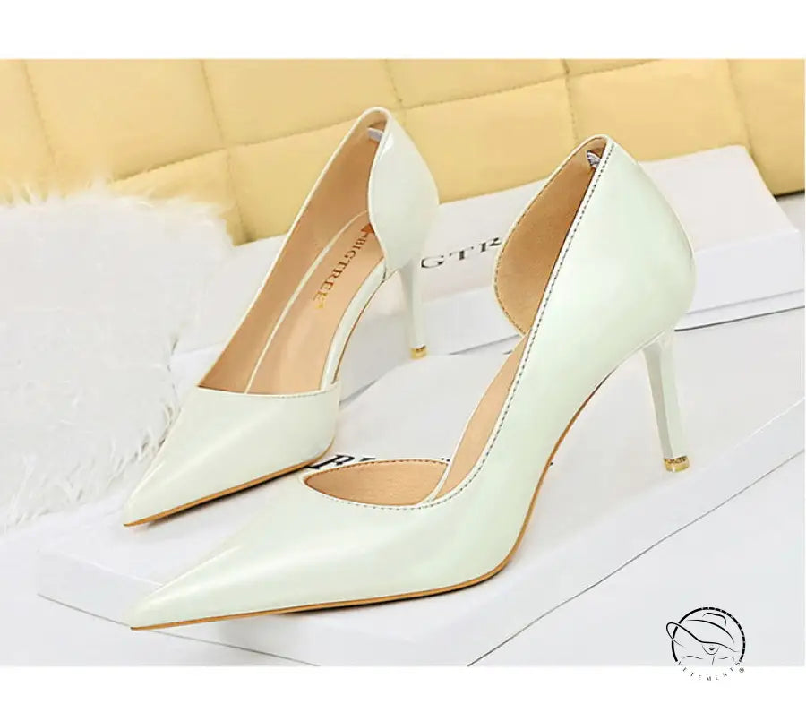 Shiny Patent Leather Side Hollow out High Heels