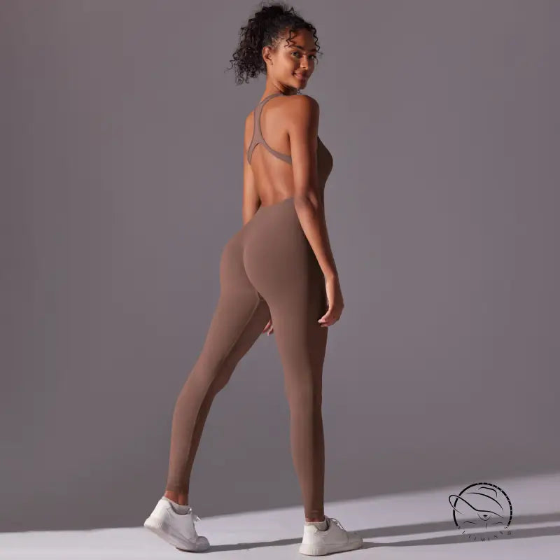 Spring Gym Seamless Shaping Yoga Jumpsuit Integrated Belly Contracting Close Fitting Sports Back one Piece