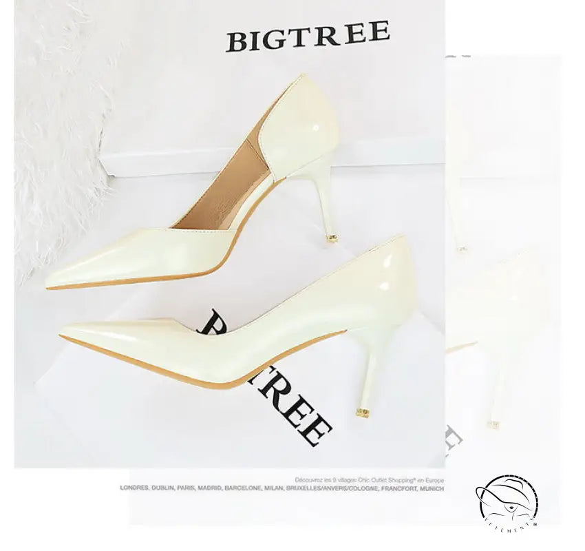 Shiny Patent Leather Side Hollow out High Heels