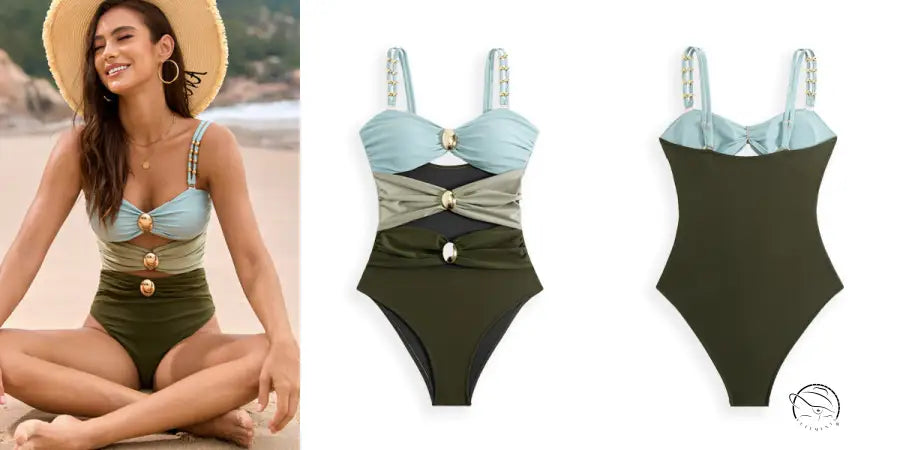 Langry fashion two-tone cut-out comfy one-piece swimsuit in ملابس