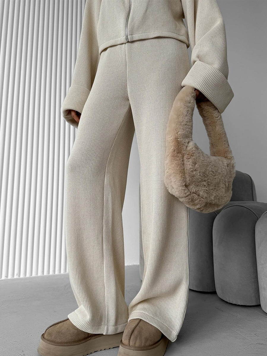 Enchanting langry cream corduroy wide-leg pants with ribbed texture