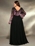Long Sleeve Arm Covering Ball Gown Evening Dress