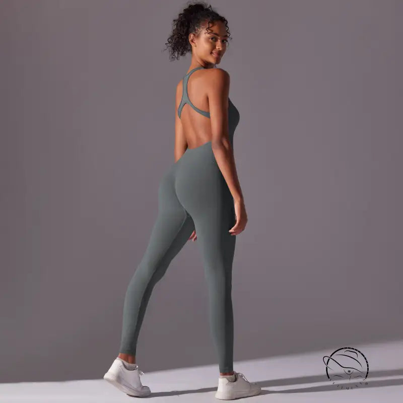 Spring Gym Seamless Shaping Yoga Jumpsuit Integrated Belly Contracting Close Fitting Sports Back one Piece