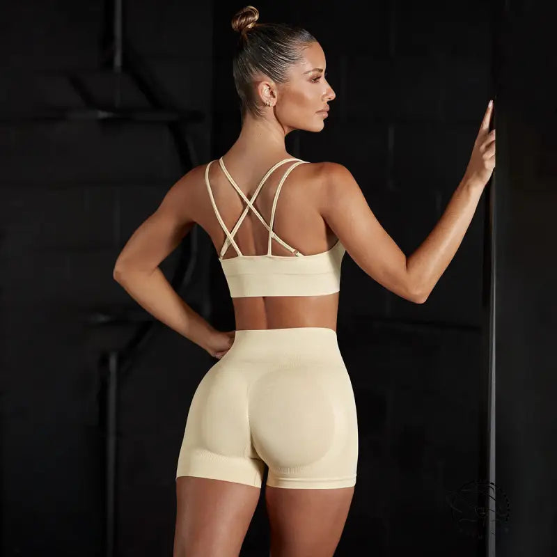 Seamless Beauty Back Bra Vest Shorts Peach Hip Yoga Clothes Sports Running Fitness Pants