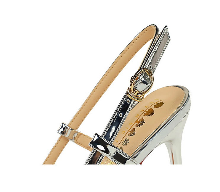 High Grade Metal Pointed Toe Strap Heels