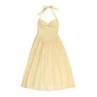 Yellow halter neck langry fashion dress with back bow detail