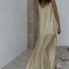 Cream-colored langry fashion sleeveless maxi dress for pajamas
