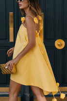 Yellow floral-embellished Casual Loose Vacation Dress from Langry fashion ملابس