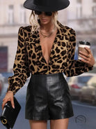 Casual leopard print long sleeved langry top with puff sleeves